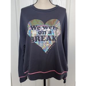 NWT Friends Show We Were On a Break Pajama Top Women's Grey Size Large 12/14